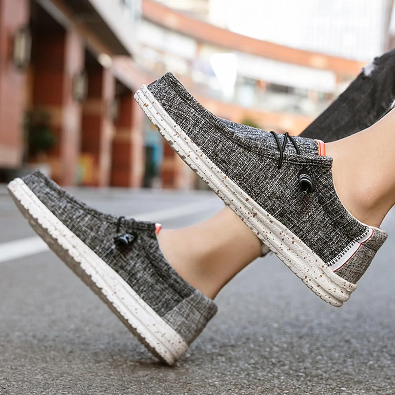Canvas Boat Shoes Men,Fashion Slip Resistant Mens Loafers Slip On,Classic Look Lightweight Breathable Deck Shoes,Comfort Fit & Wet Grip Rubber Soles