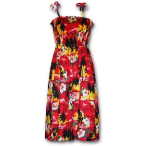 Diamond Head Sunset Red Spaghetti Tube Dress