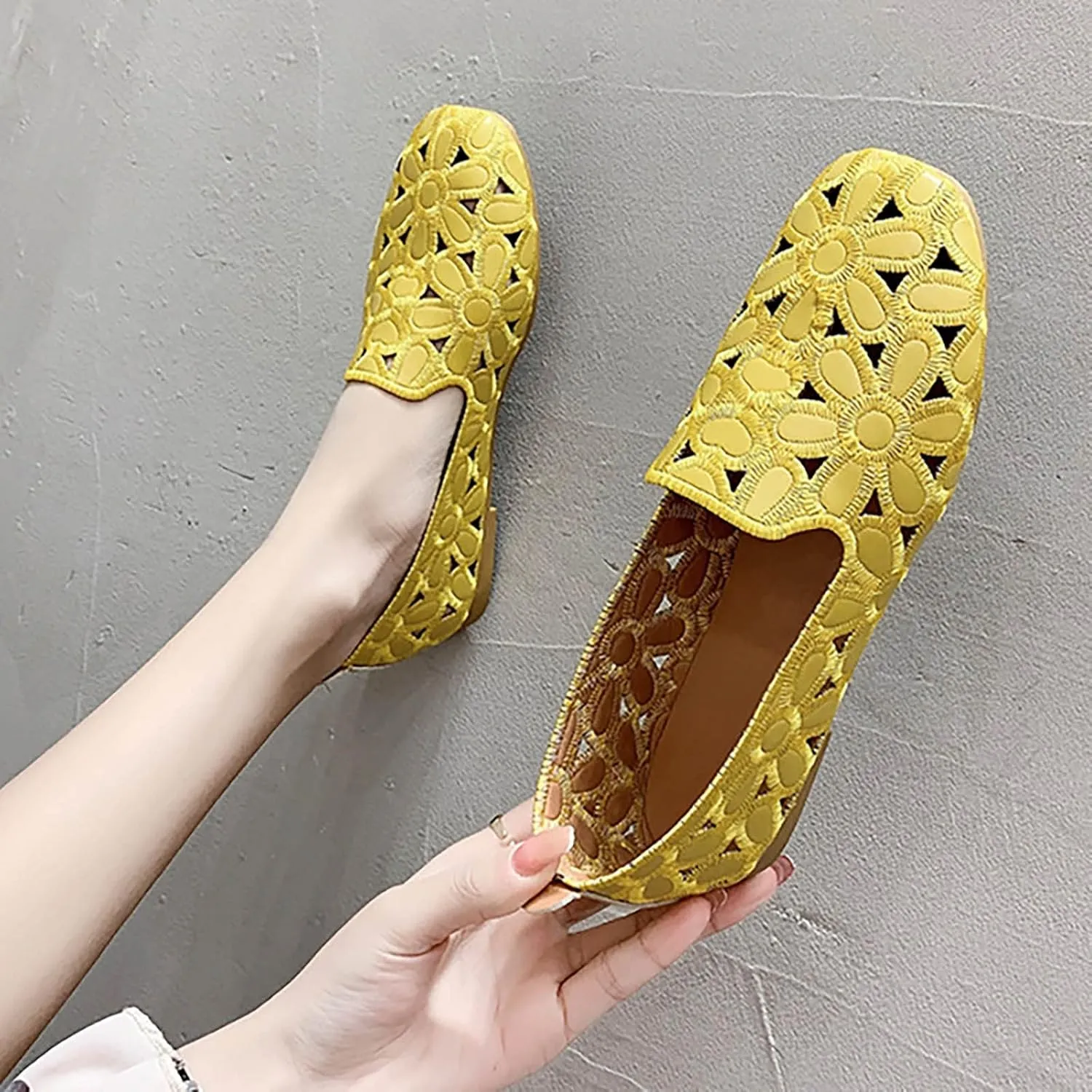 Flats Shoes Women Hollow Out Loafers Comfort Slip on Flats Breathable Dress Shoes Walking Shoes Casual Office Shoes