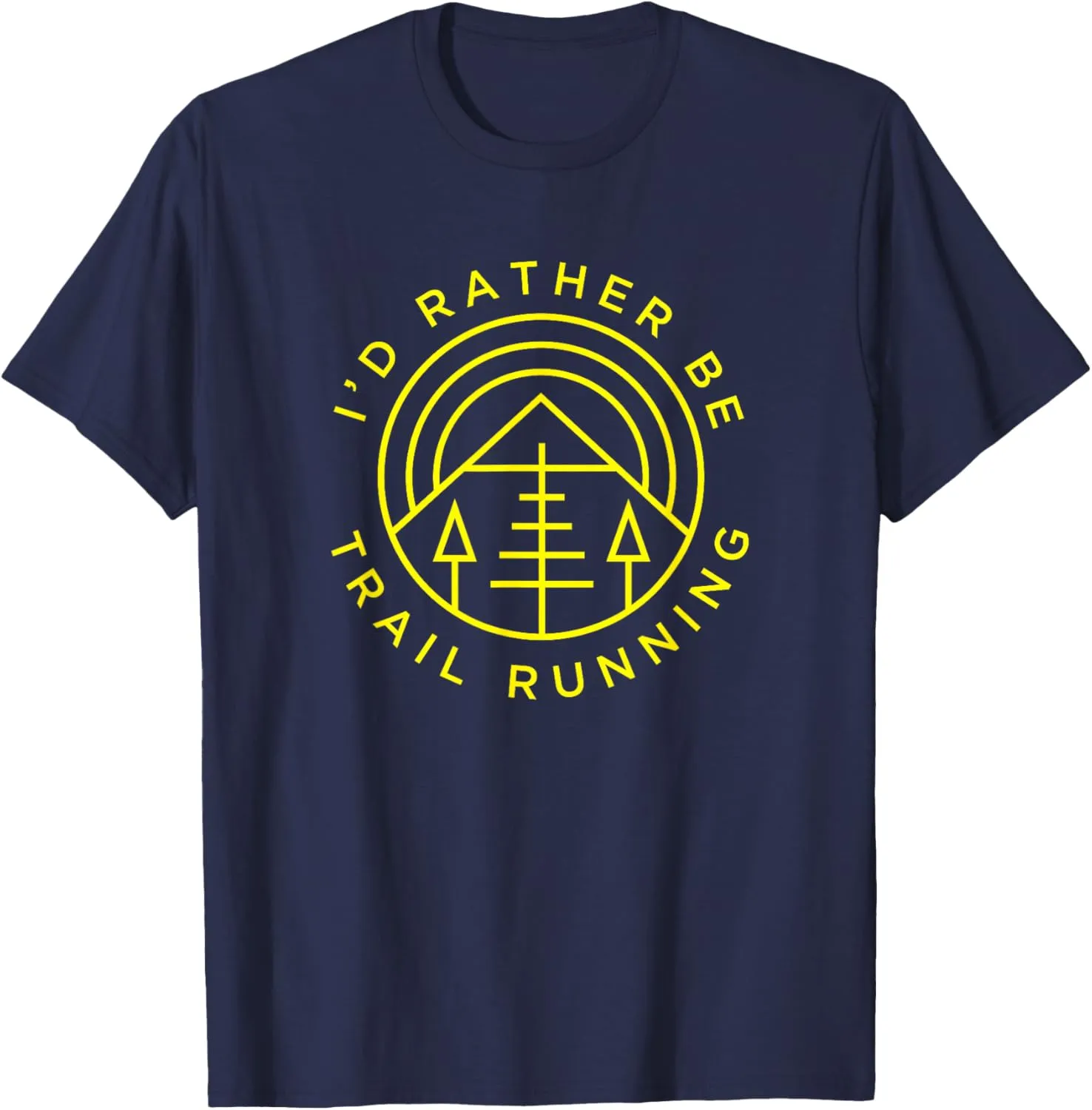 I'd Rather Be Trail Running T-Shirt, Unisex-Adults, Blue, Small, Short Sleeve, T-Shirt