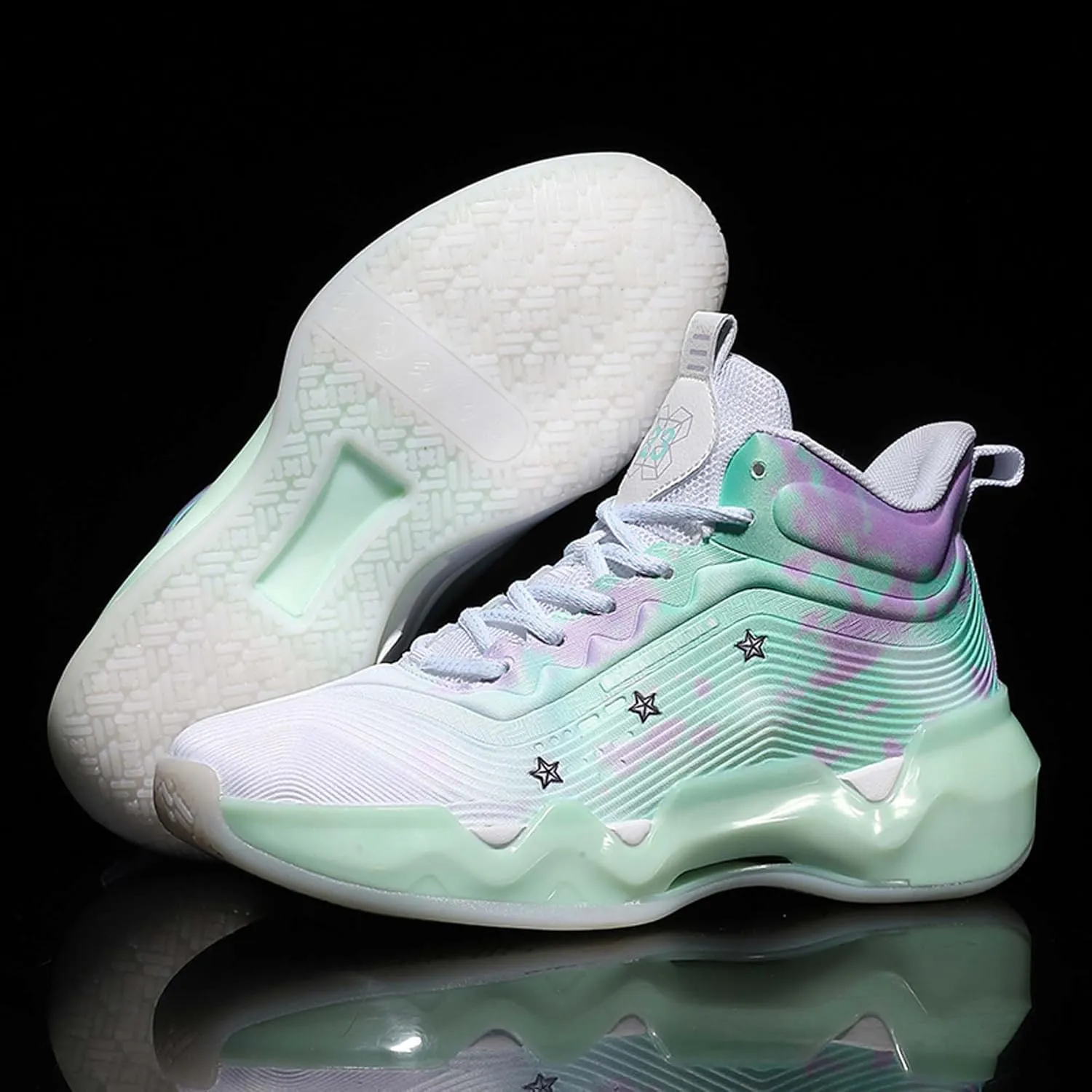 Men's and Women's Lace Up Basketball Shoes Anti Slip and Wear-Resistant Outdoor Shoes Comfortable and Breathable Sports Shoes Short Distance Running Shoes Unique Style Basketball Shoes