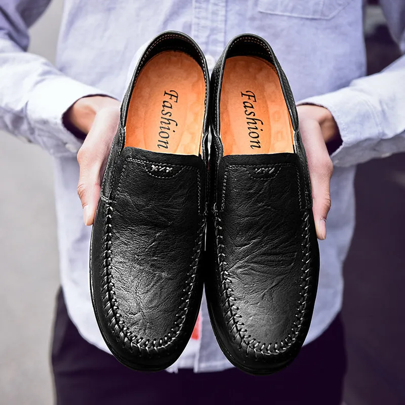 Men's Loafers Spring Breathable Lightweight Leather Shoes
