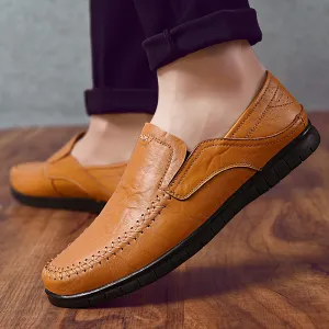 Men's Loafers Spring Breathable Lightweight Leather Shoes