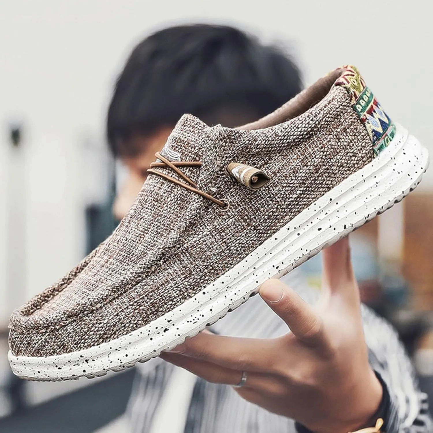 Slip On Boat Shoes for Men,Casual Comfy Breathable Mens Loafers,Classic Soft Lightweight Mens Deck Shoes,All Weather Rubber Soles,Slip Resistant