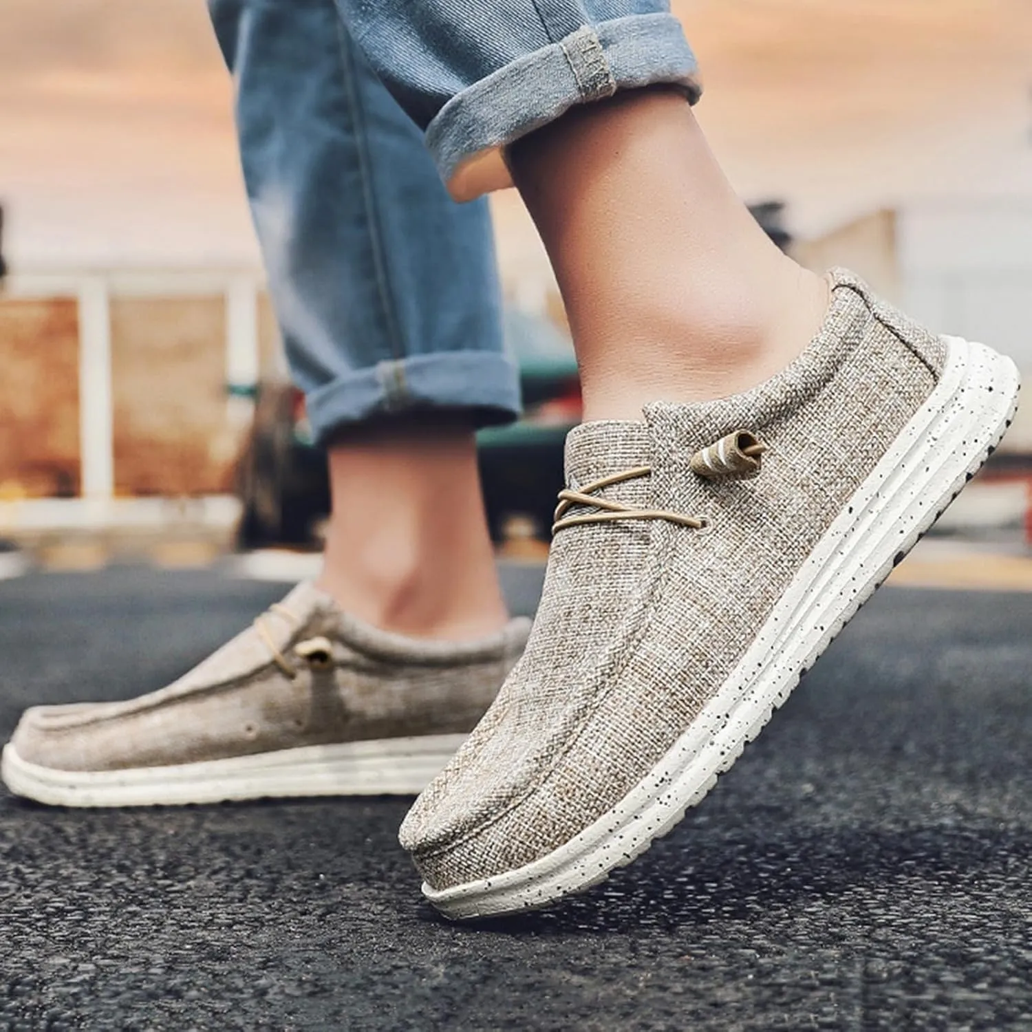 Slip On Boat Shoes for Men,Casual Comfy Breathable Mens Loafers,Classic Soft Lightweight Mens Deck Shoes,All Weather Rubber Soles,Slip Resistant