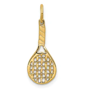 Solid 14k Yellow Gold 3-D Racquet Charm Pendant