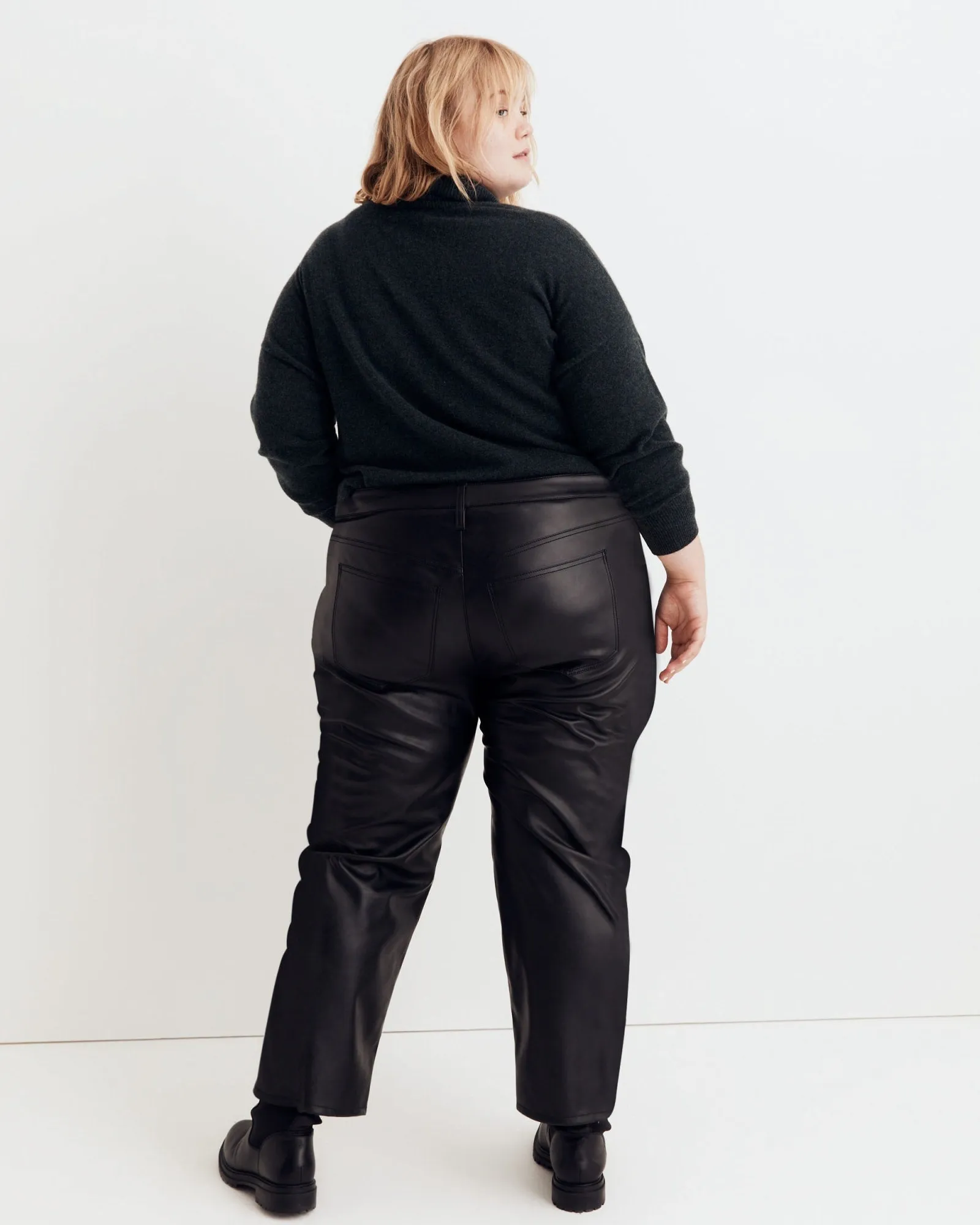 Straight Vegan Leather Pants | True Black