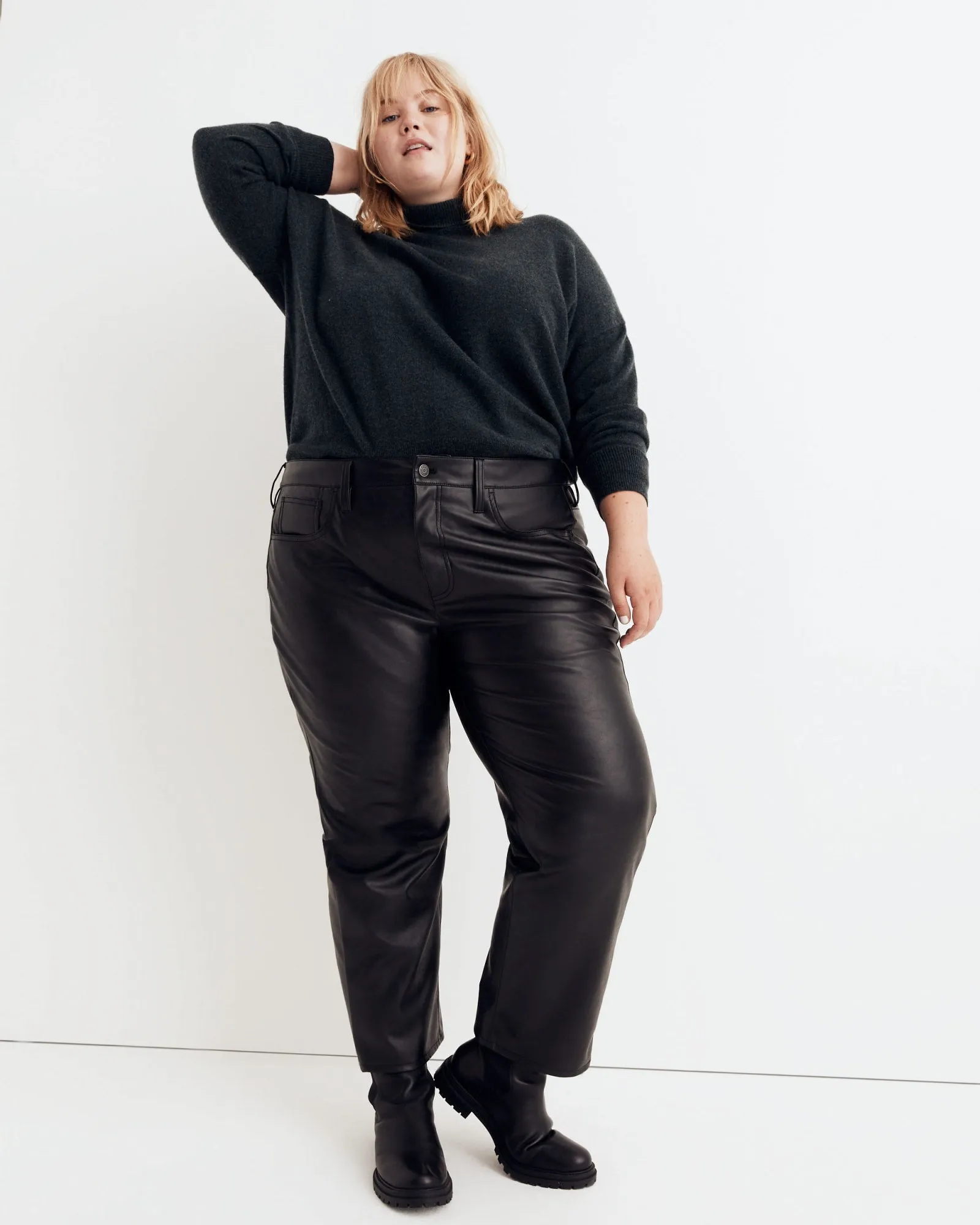 Straight Vegan Leather Pants | True Black