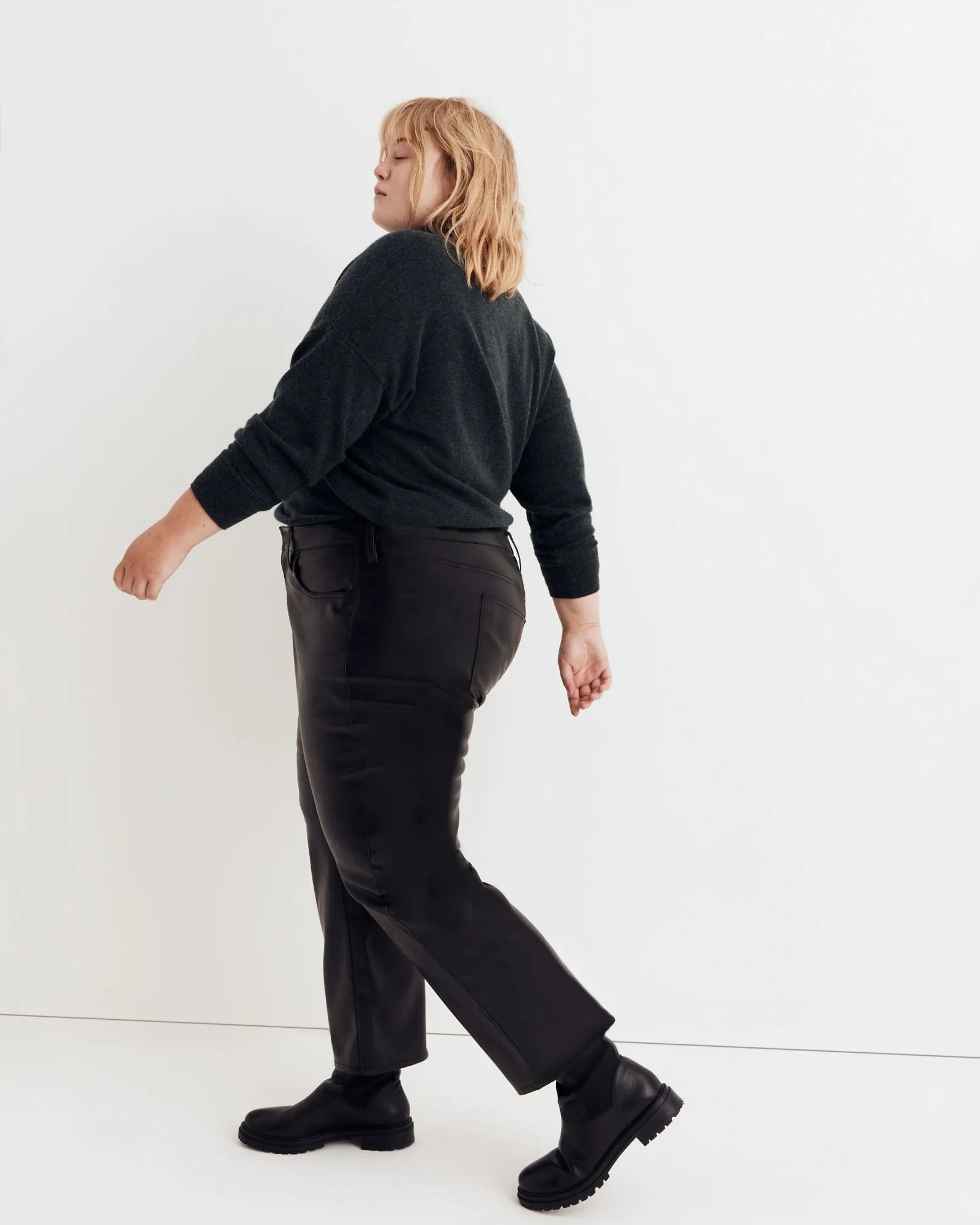 Straight Vegan Leather Pants | True Black