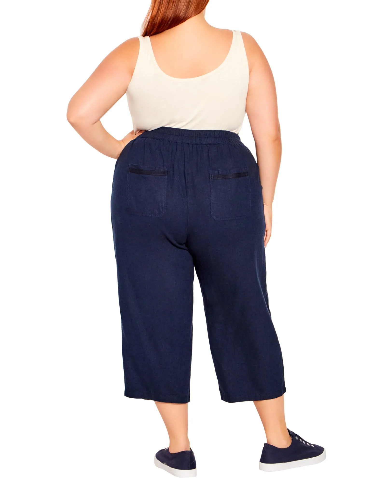 Sydney Cropped Linen Pant | Navy