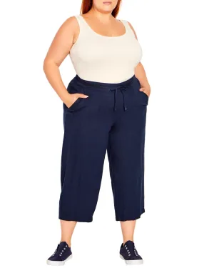 Sydney Cropped Linen Pant | Navy