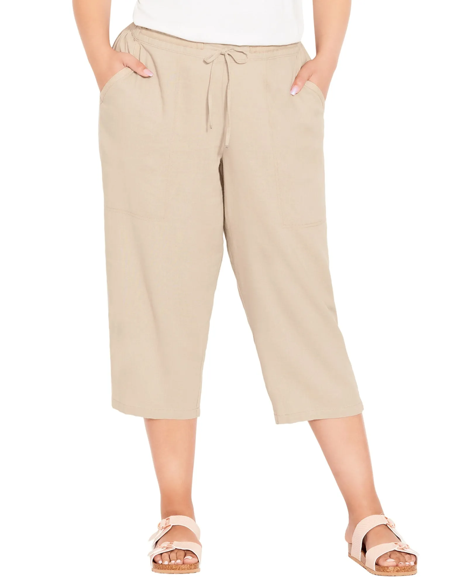 Sydney Cropped Linen Pant | Stone