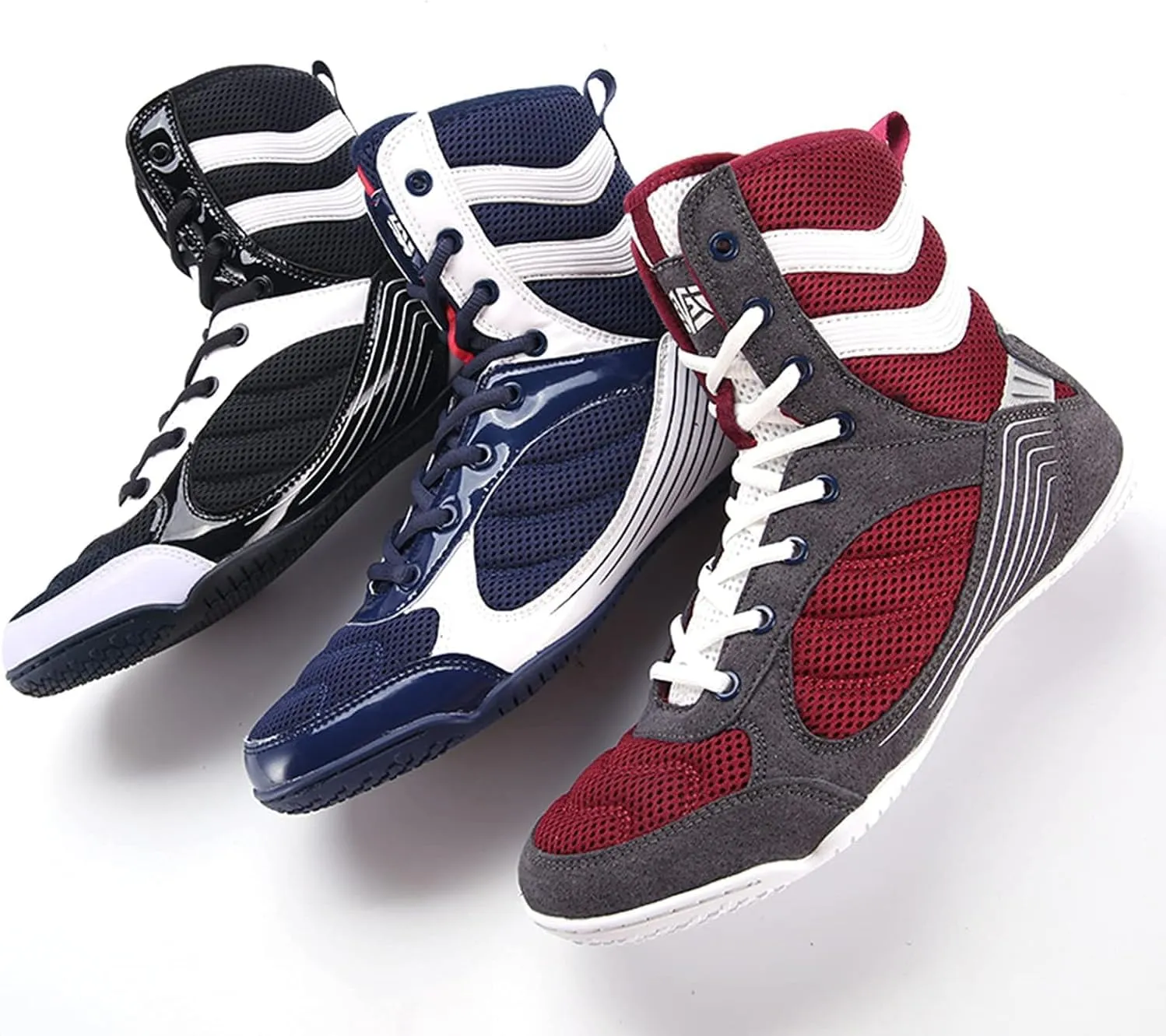 Youth Sports Boxing Shoes Breathable Men??s Wrestling Shoes Fitness Sanda Shoes Ankle Guard Squat Shoes Non-Slip Fighting Shoes High-top Training Competition Shoes for Men Bodybuilding Boots