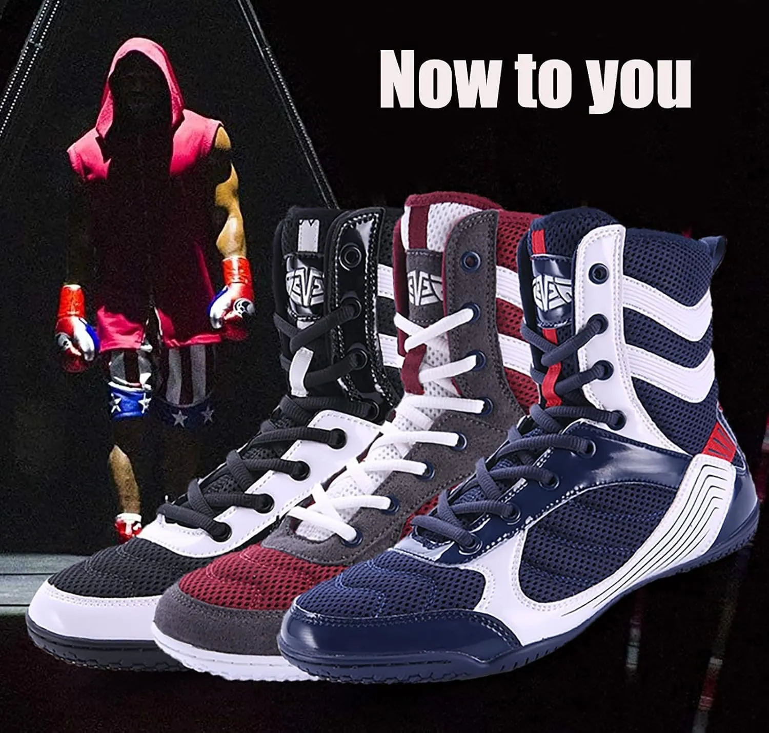Youth Sports Boxing Shoes Breathable Men??s Wrestling Shoes Fitness Sanda Shoes Ankle Guard Squat Shoes Non-Slip Fighting Shoes High-top Training Competition Shoes for Men Bodybuilding Boots