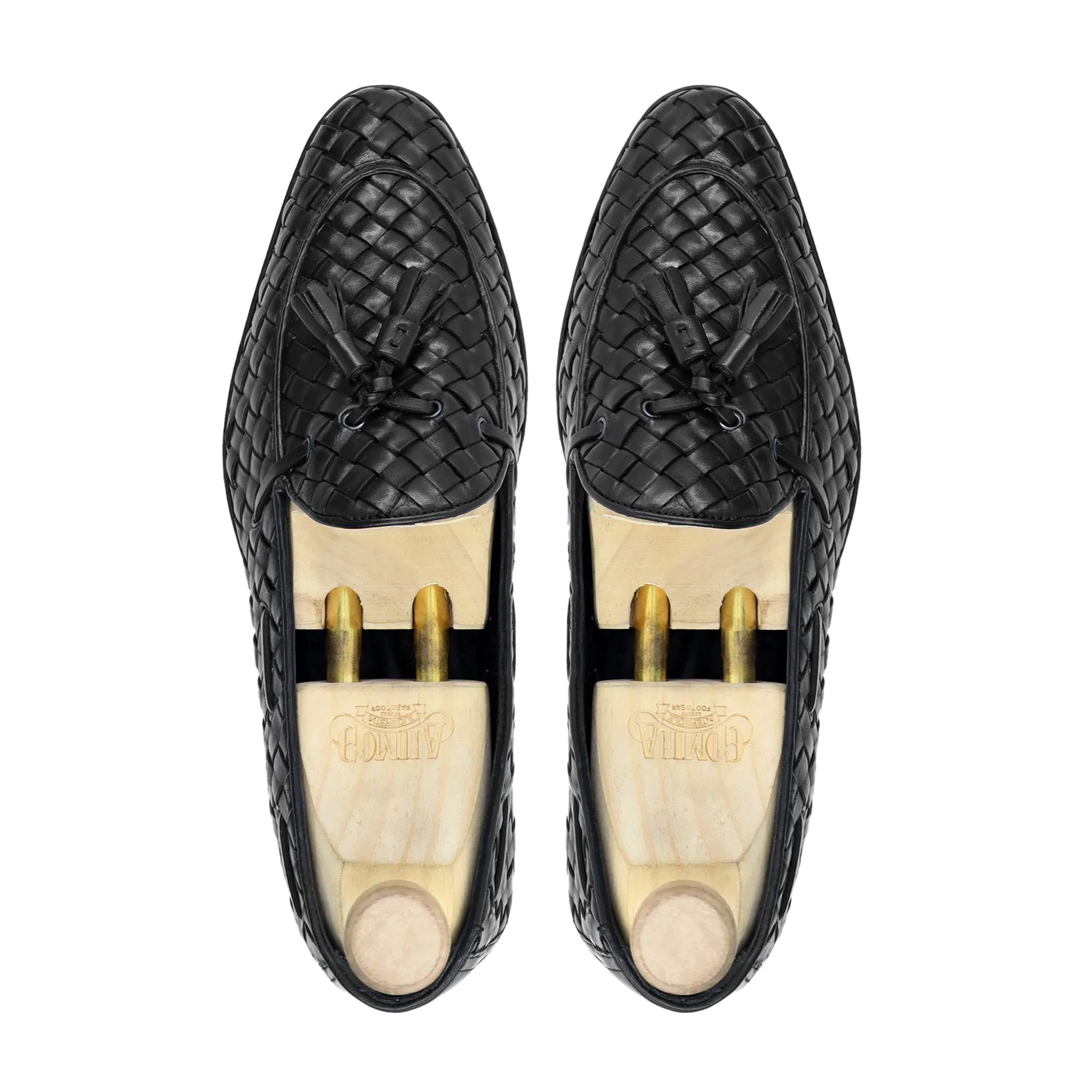Zielona - Men's Black Hand Woven Calf Leather Loafer
